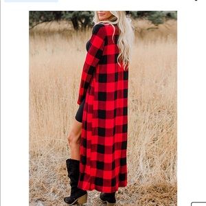 No Label Buffalo Plaid Duster/Cardigan